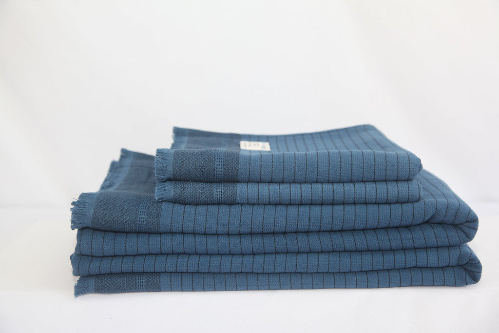 Del Mar Navy Turkish Terry Towel Set – 2-in-1 Quick Dry & Plush Bath Towels, Luxury Turkish Cotton Spa & Beach Towels-3