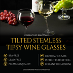 Tipsy Wine Glasses Set of 2 - 15.5OZ Unique Tilted Stemless Wine Glasses-1
