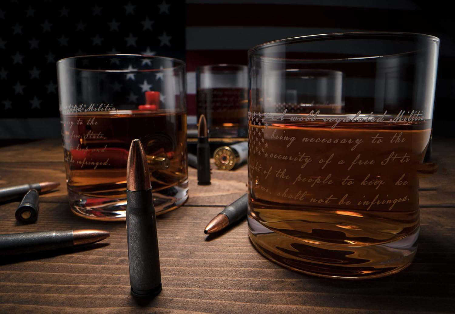 2nd Amendment American Flag Whiskey Glasses, Set of 4-2
