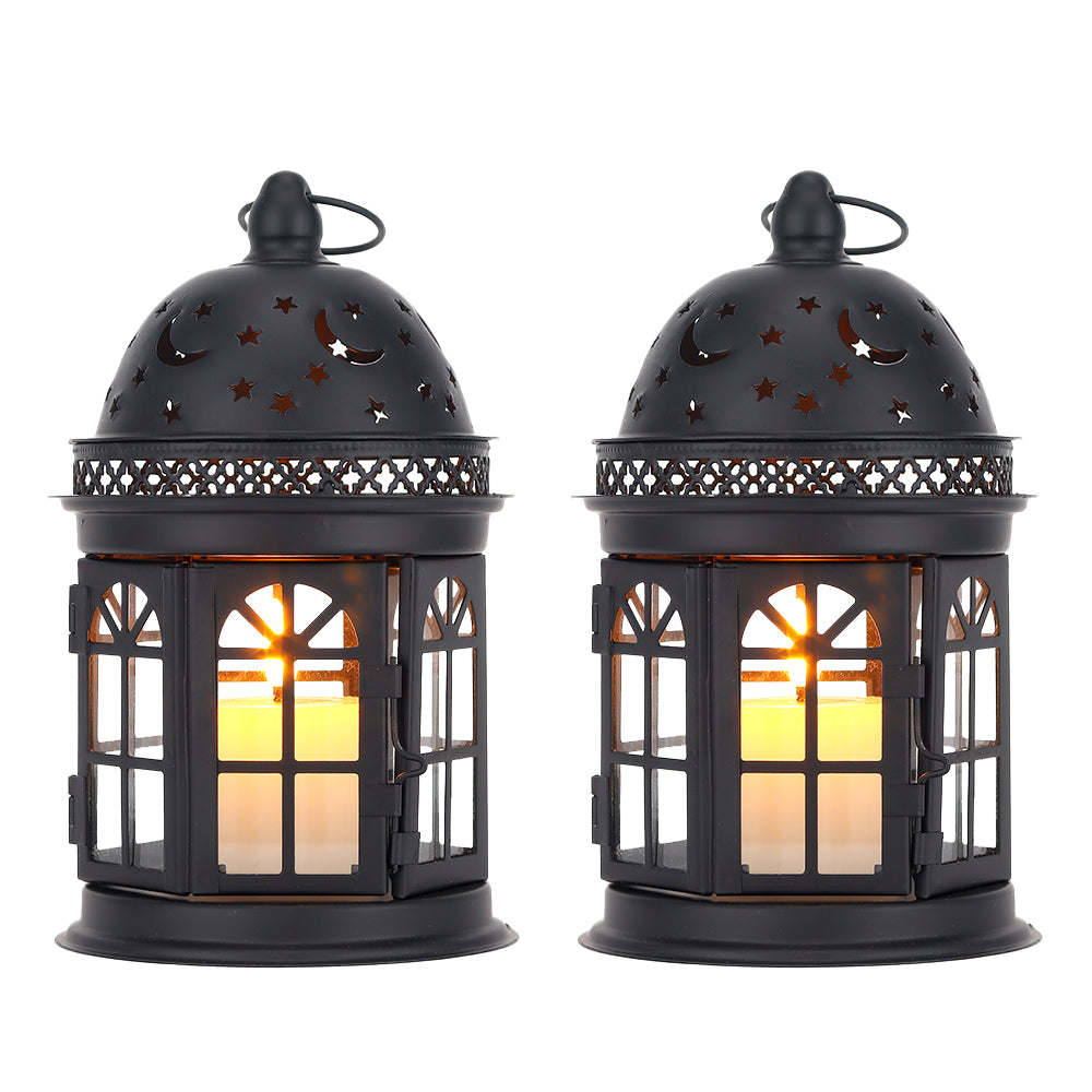 8.5'' H Metal Vintage Hanging Candle Holder Decorative Lanterns (Set of 2)-4