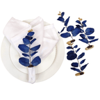 Set 4 Blue Eucalyptus Leaf Napkin Rings, Rustic Napkin Ring, Minimalist Tabledecor, Oriental Tabledeco-0