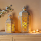 15"&11''H Outdoor Candle Lanterns Rustic Decorative Lanterns-3