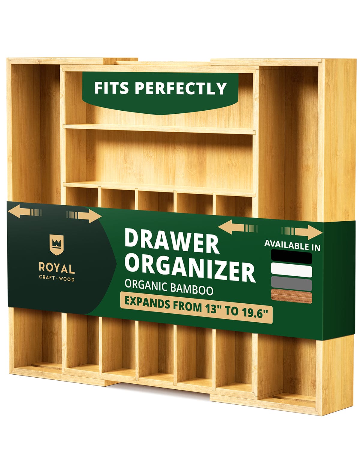 Silverware Drawer Organizer, Natural (9 Slots)-0