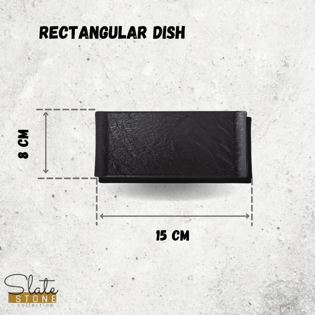 Black Porcelain Slate look Rectangular Dish 6" inch X 3" inch-2