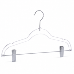 Plastic Clear Hangers with Silver Hooks & Clips- Kids 100pcs-1