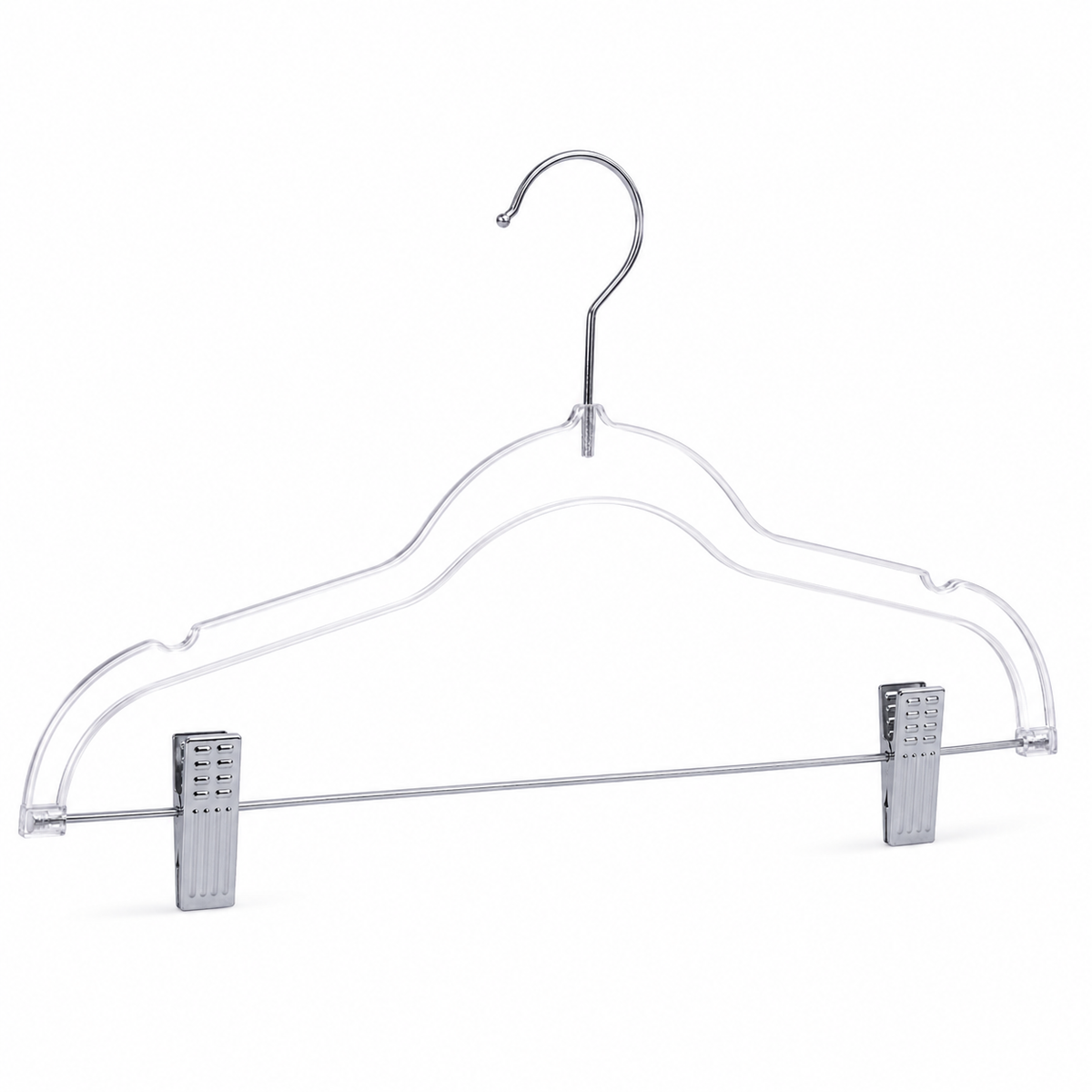Plastic Clear Hangers with Silver Hooks & Clips- Kids 100pcs-1