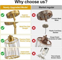 Brushed Gold Crystal Pendant Lights Kitchen Island-4