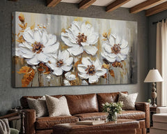 Premium Canvas Textured Floral Wall Art 58x29 Inches-3