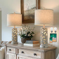 22 Inch Farmhouse Bedside Lamps with USB Night Light Set of 2-0