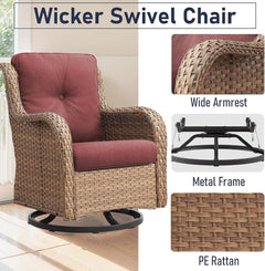 11 Piece Outdoor Furniture Set with Swivel Rocker Chairs-4