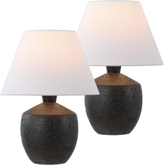 18 Inches Coal Black Matte Concrete Designer Table Lamps-0