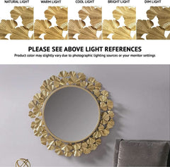 Round Wall Mirror 30.5 Inch Iron Eden Gold For Living Room-3
