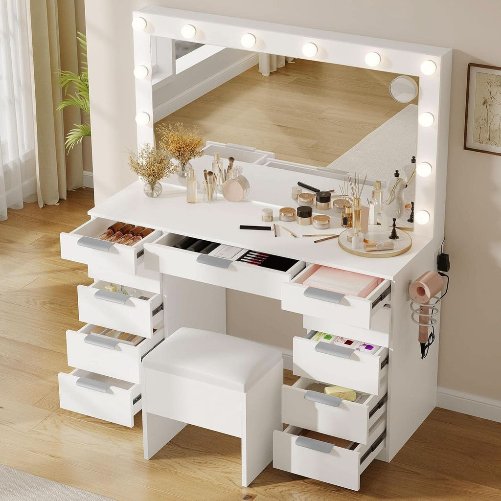 Premium Makeup Vanity With Illuminated Mirror Eleven Drawers-1