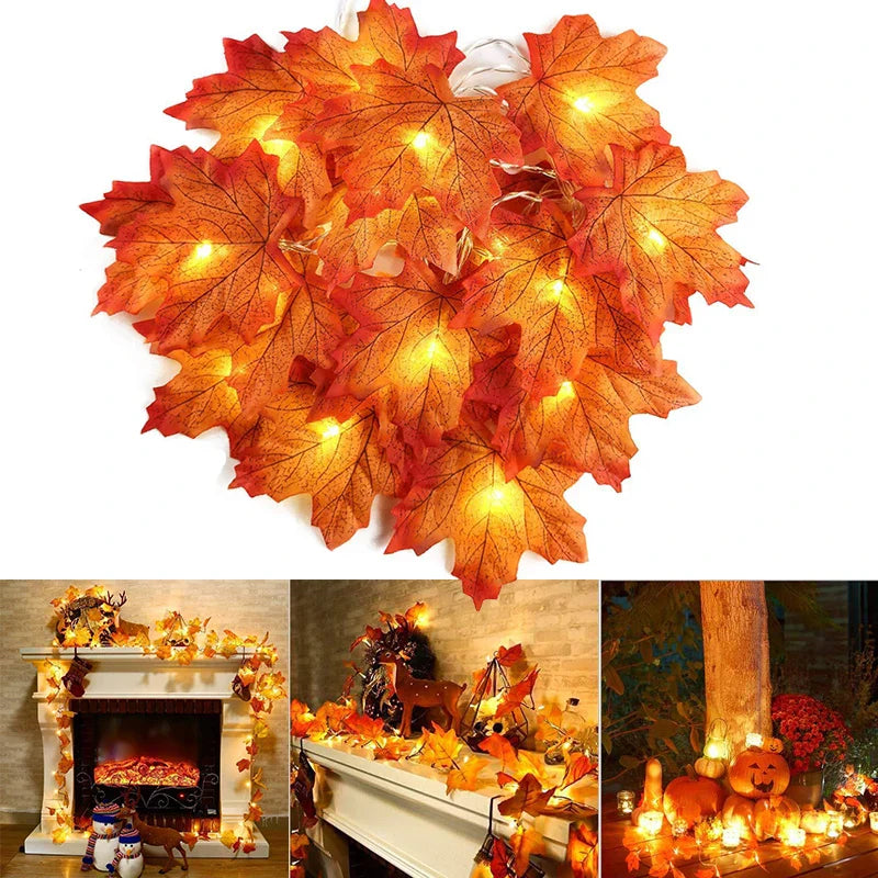 Christmas Decoration Maple Leaf LED Light String Garland-1