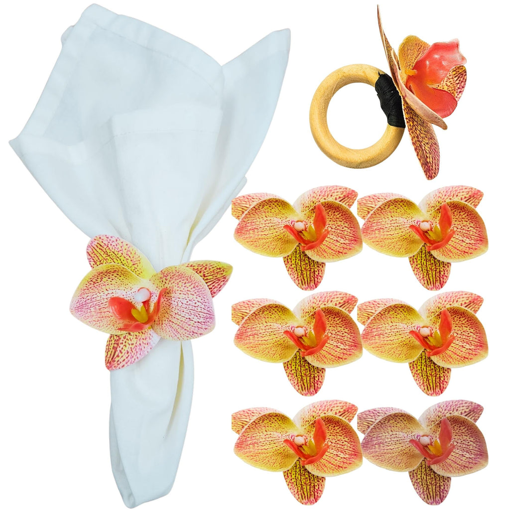 Maison Charlô | Set 6 Yellow Degrade Orchid Luxery Napkin Rings-0