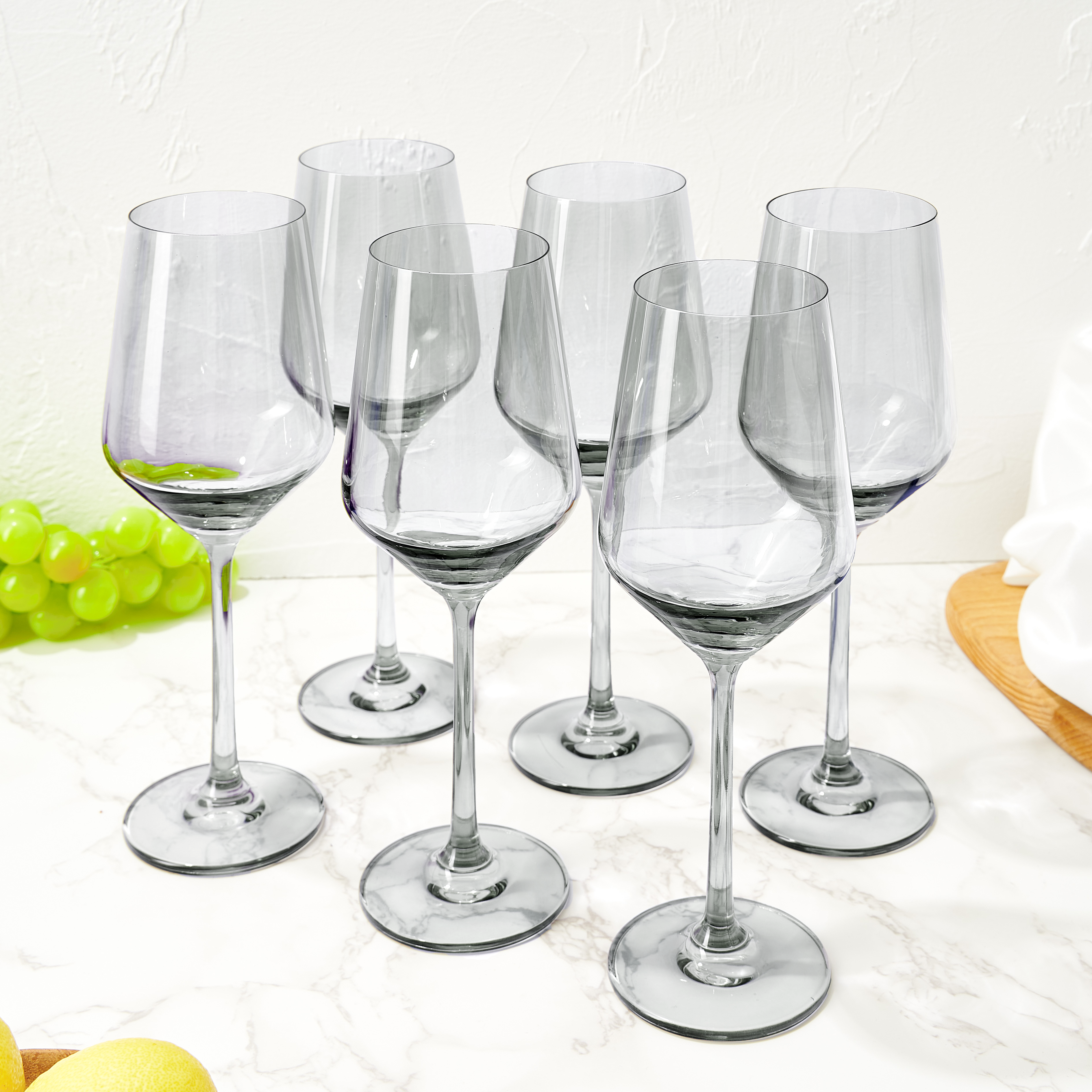 Colored Wine Glass Set, 12oz Glasses Set of 6 (Smoke Grey)-1