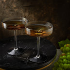 Ribbed Coupe Cocktail Glasses 8 oz | Set of 2 (Smoke Grey)-4