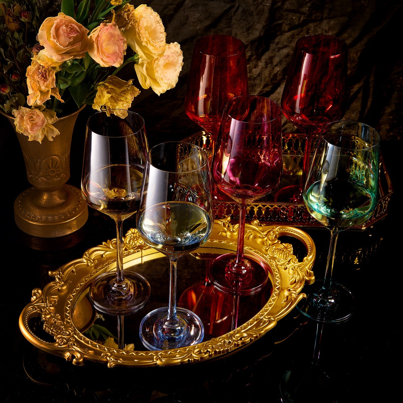 Colored Wine Glass Set, Large 12 oz Glasses Set of 6-2