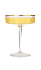 Ribbed Coupe Cocktail Glasses With Gold Rim 8 oz | Set of 2-4
