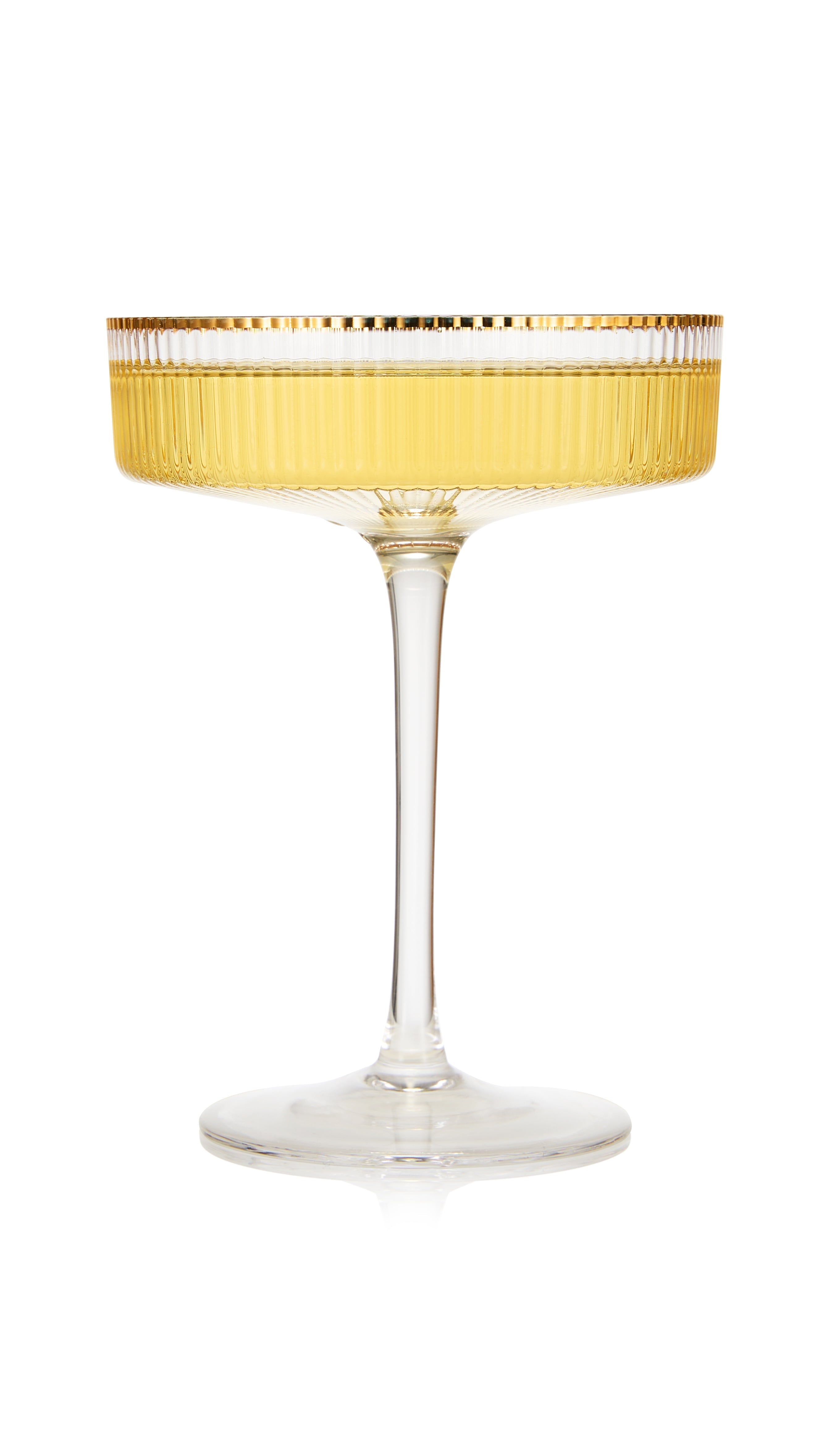 Ribbed Coupe Cocktail Glasses With Gold Rim 8 oz | Set of 2-4