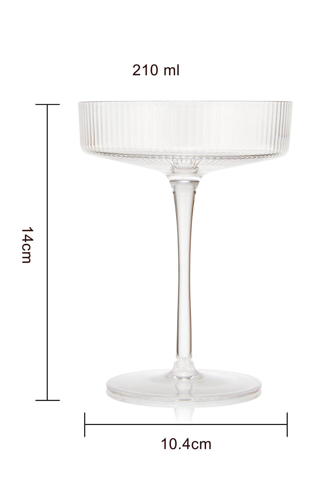 Vintage Art Deco Coupe Glasses Ribbed Coupe 8 oz | Set of 2