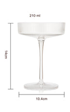 Vintage Art Deco Coupe Glasses Ribbed Coupe 8 oz | Set of 2