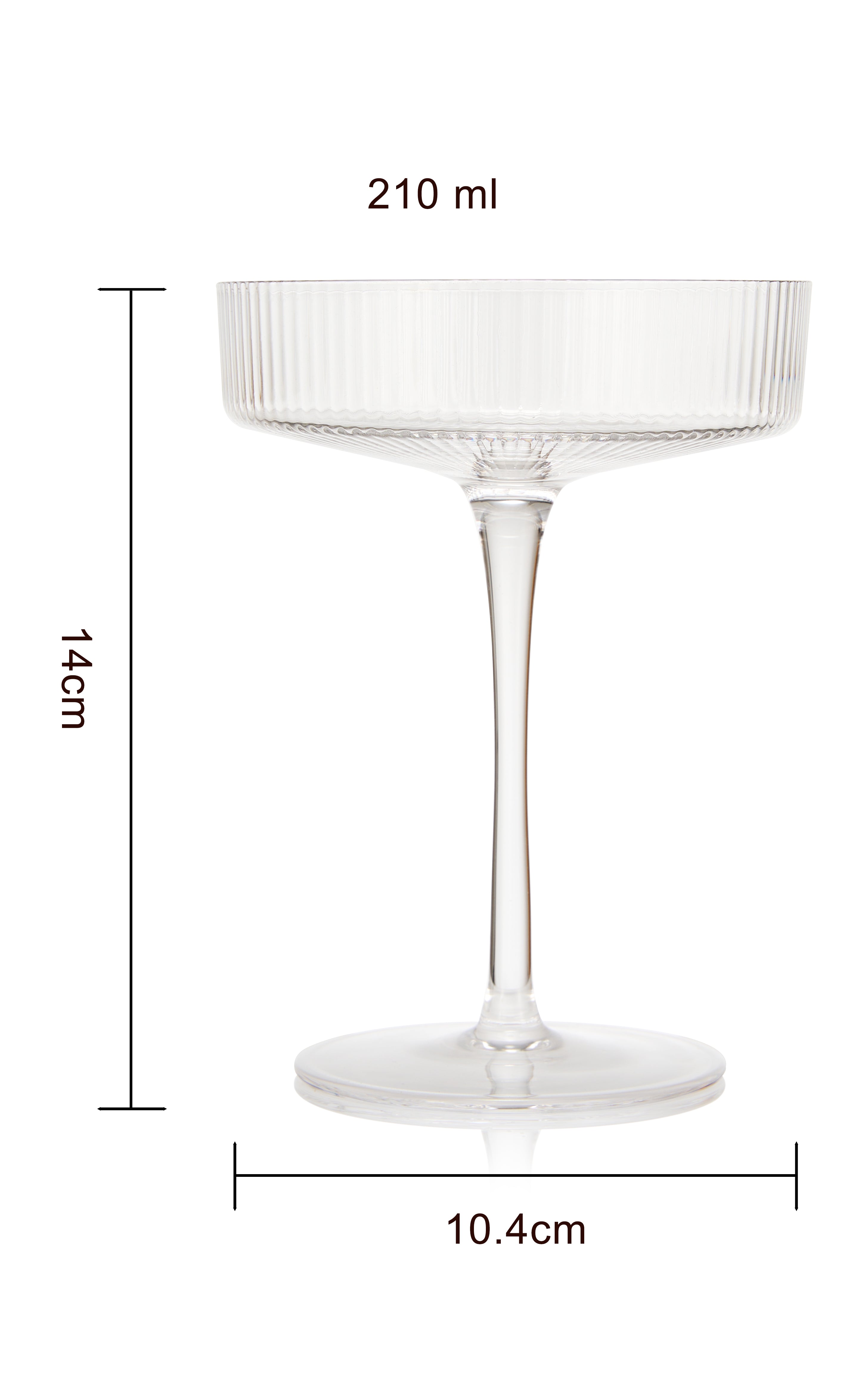 Vintage Art Deco Coupe Glasses Ribbed Coupe 8 oz | Set of 2