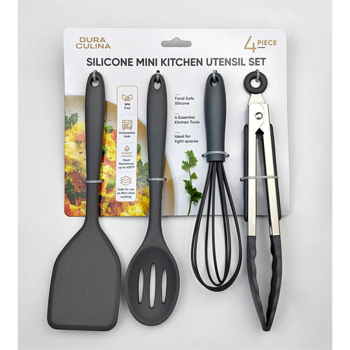 4-Piece Grey Mini Silicone Tool Set – Versatile, Non-Stick, and Stylish-1