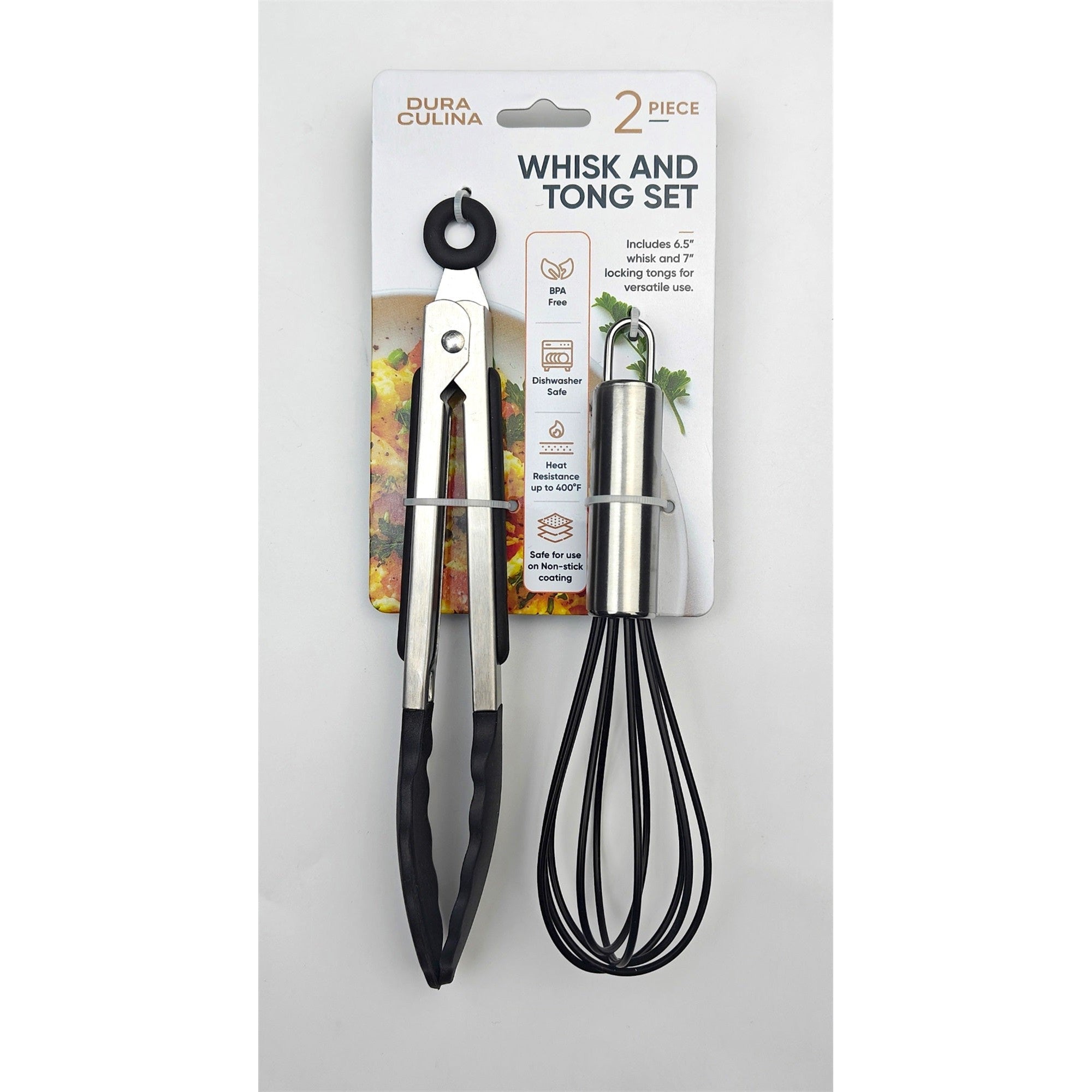 2-Piece Whisk & Tong Set – Versatile and Stylish in Black-1
