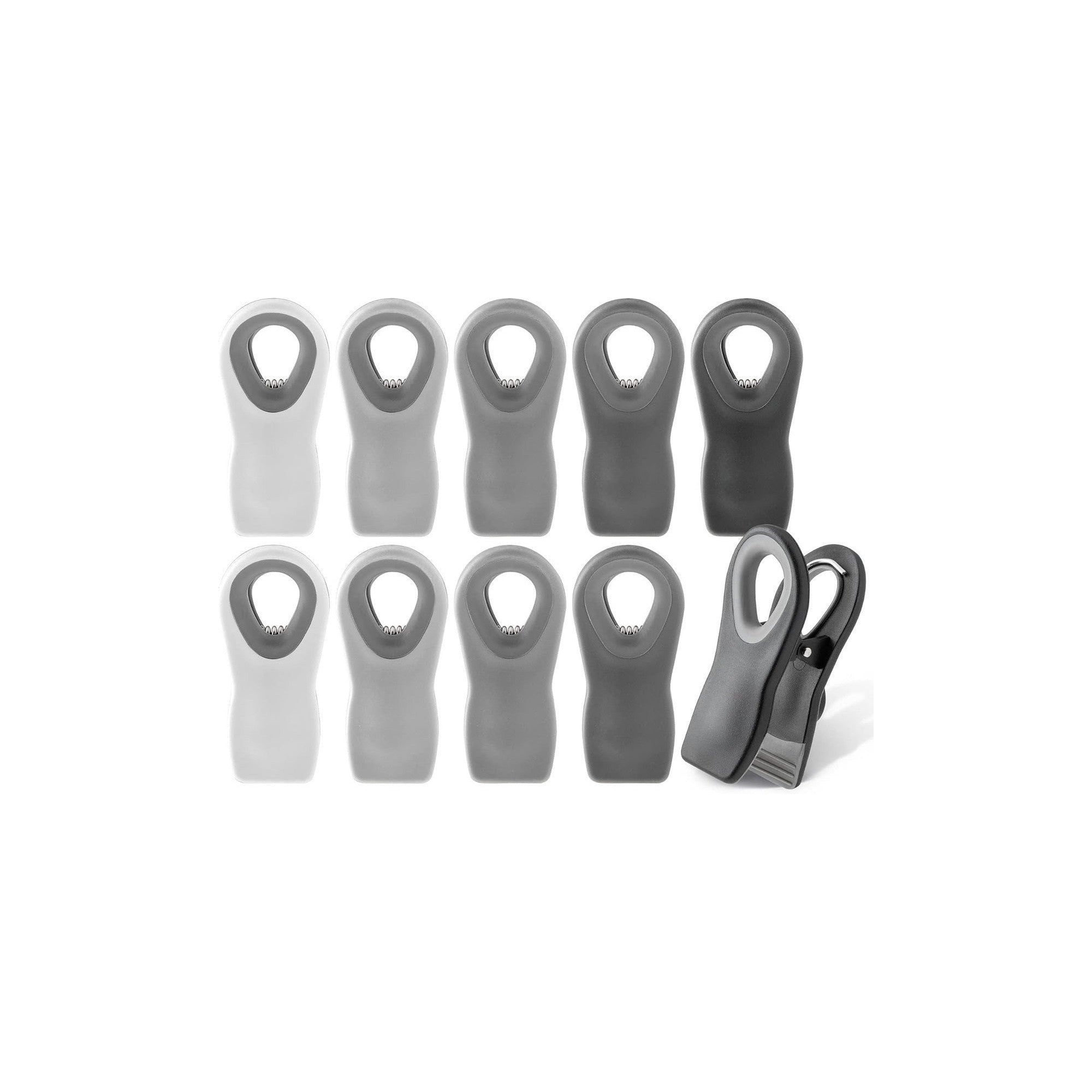 10-Piece Magnetic Bag Clip Set, Greys-0