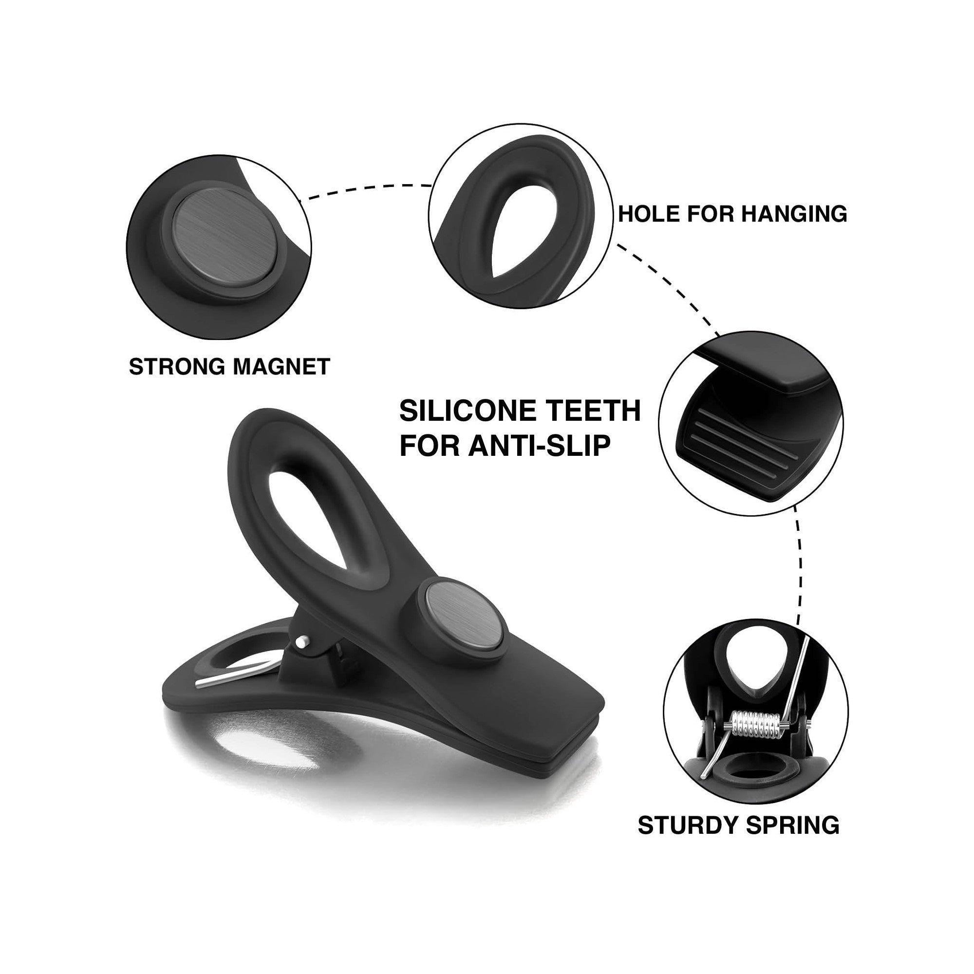 10-Piece Magnetic Bag Clip Set, Black-2