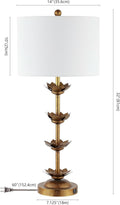 Antique Gold Leaf 32-Inch Table Lamps with White Drum Shade, Set of 2-0