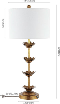 Antique Gold Leaf 32-Inch Table Lamps with White Drum Shade, Set of 2-0