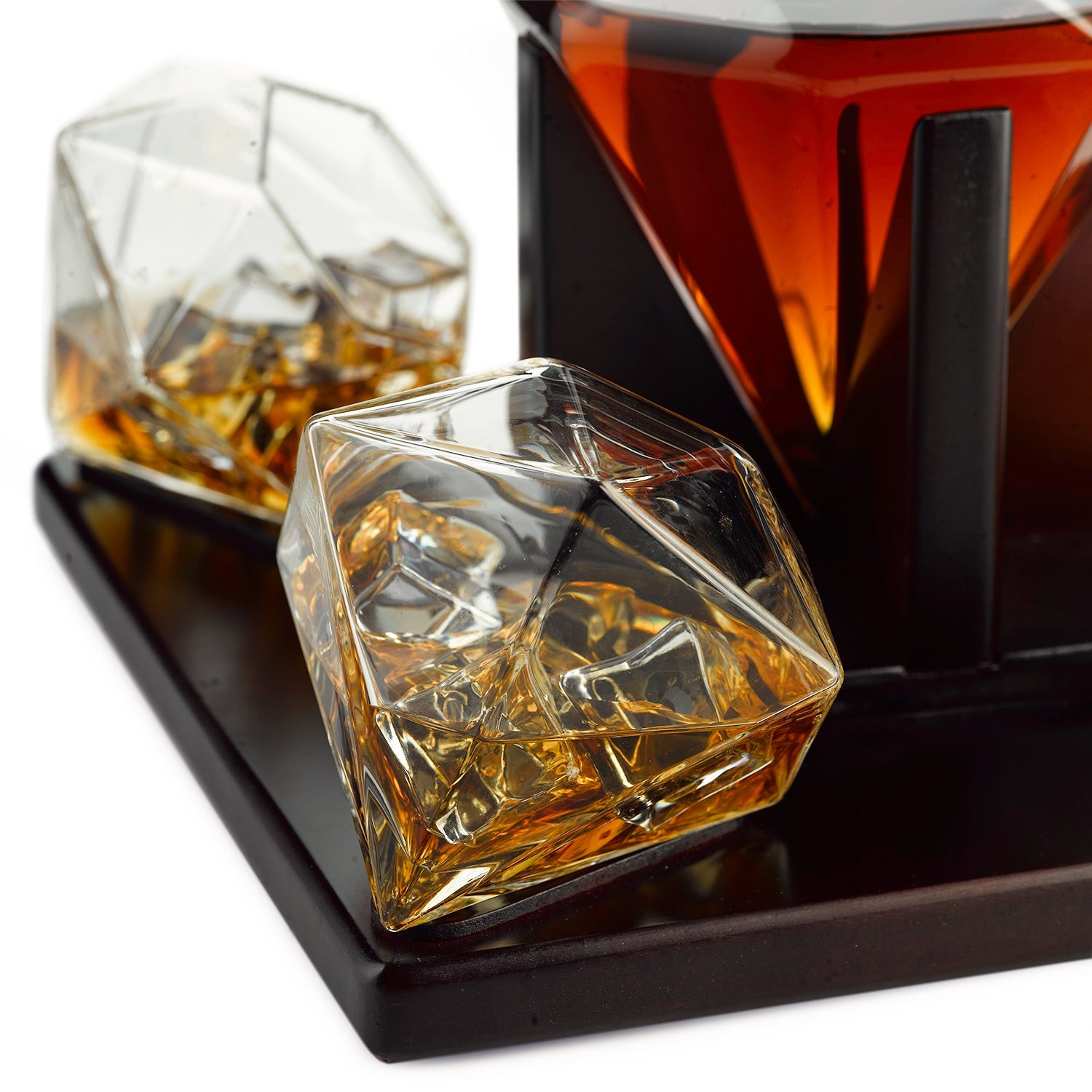 Diamond Whiskey and Wine Decanter, 750ml With 4 Diamond Glasses-4