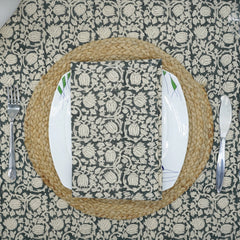 Set of 4 Floral Block Print Dinner Napkins-8 Kamal