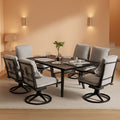 7 Piece Patio Dining Set For 6 With Swivel Chairs And Olefin Cushions-0