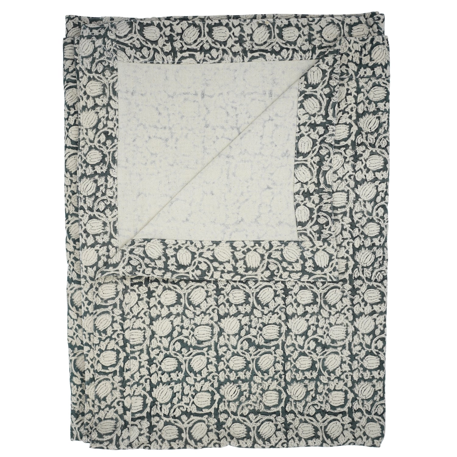 Set of 4 Floral Block Print Dinner Napkins-8 Kamal