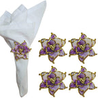 Charlo's Set of 4 Rose Party Delicate Flower Napkin Rings for Wedding, Thanksgiving, Christmas, Wedding, Banquet, Birthday-0