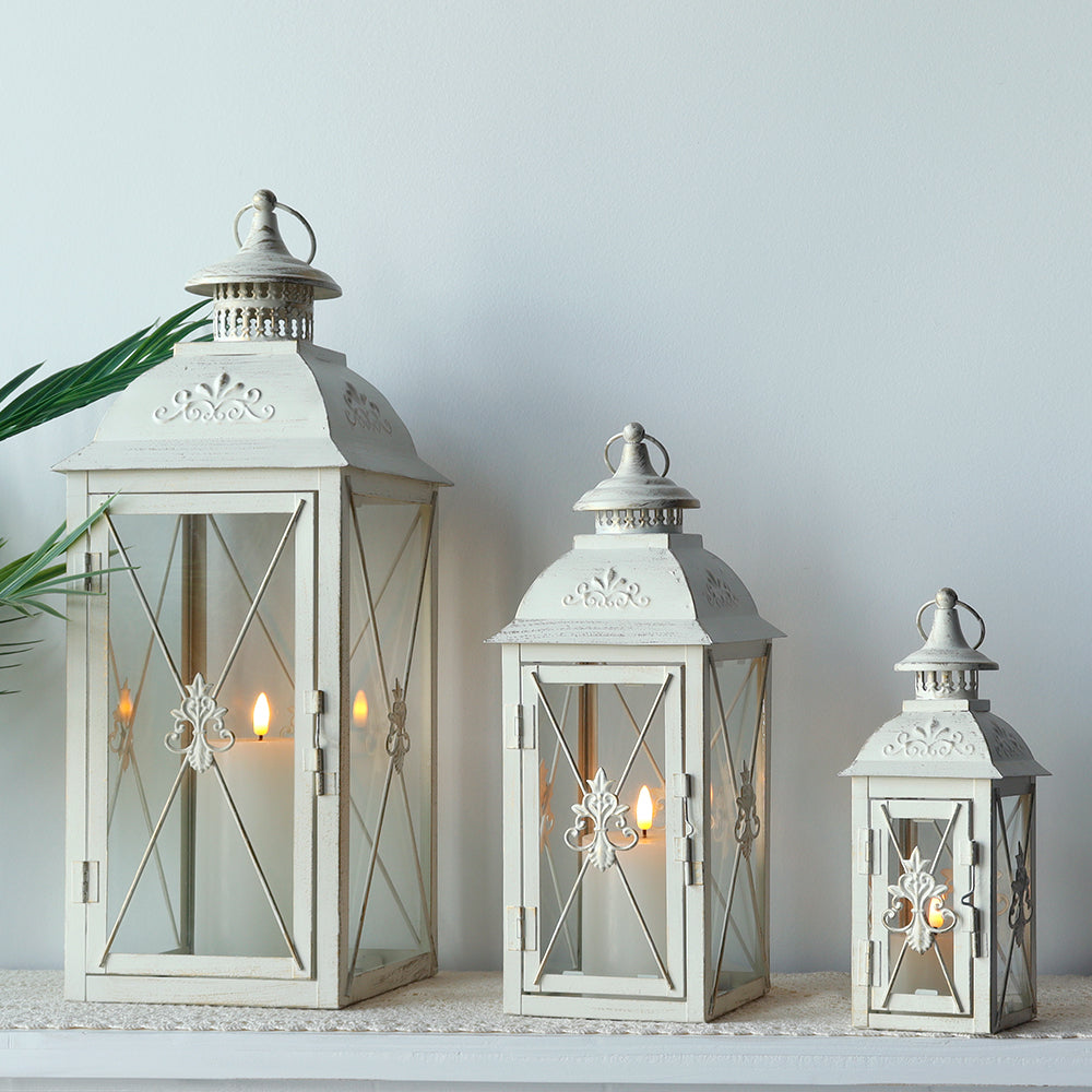 19'' & 13.5'' & 9.5''H Vintage Metal Candle Holder Decorative Hanging Lantern (Set of 3)-3
