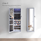 47.2 Inch Tall Lockable Jewelry Cabinet With Mirror Gray-1