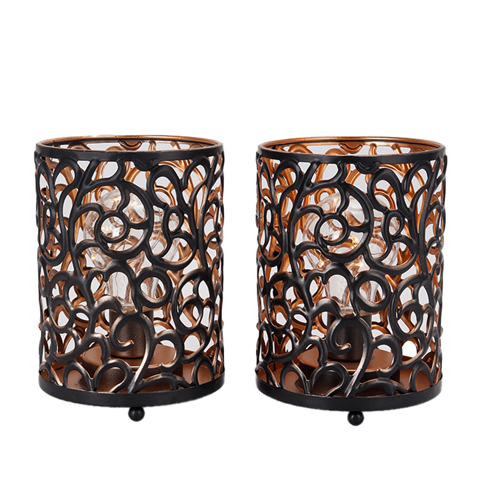 Set of 2 6.5''H Vintage Cordless Lamps with Fairy Lights(Black)-4