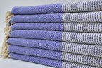 DOTTY DIAMOND BLUE TURKISH TOWEL-2