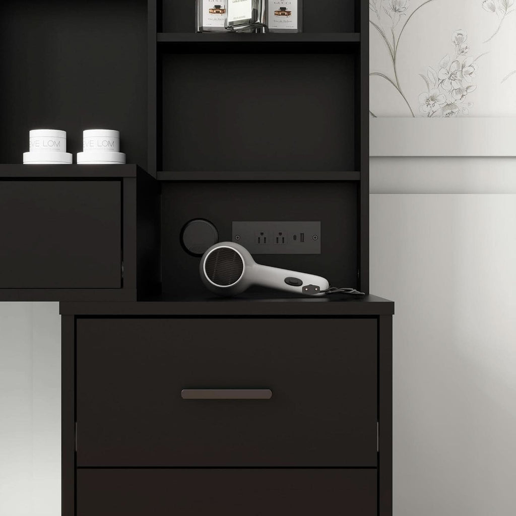 Black Vanity Desk With Large Mirror Illumination Mode-4