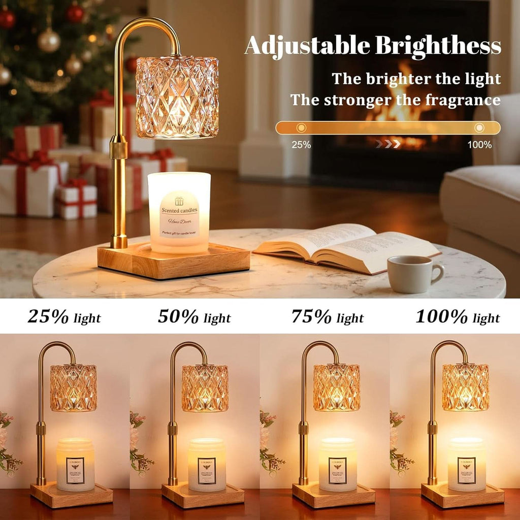 Candle Warmer Lamp With Programmable Timer Amber Glass