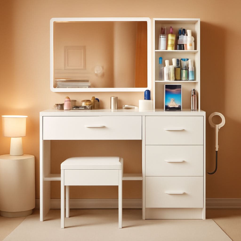 Vanity Desk With Ultra Bright Illuminated Mirror Storage-0