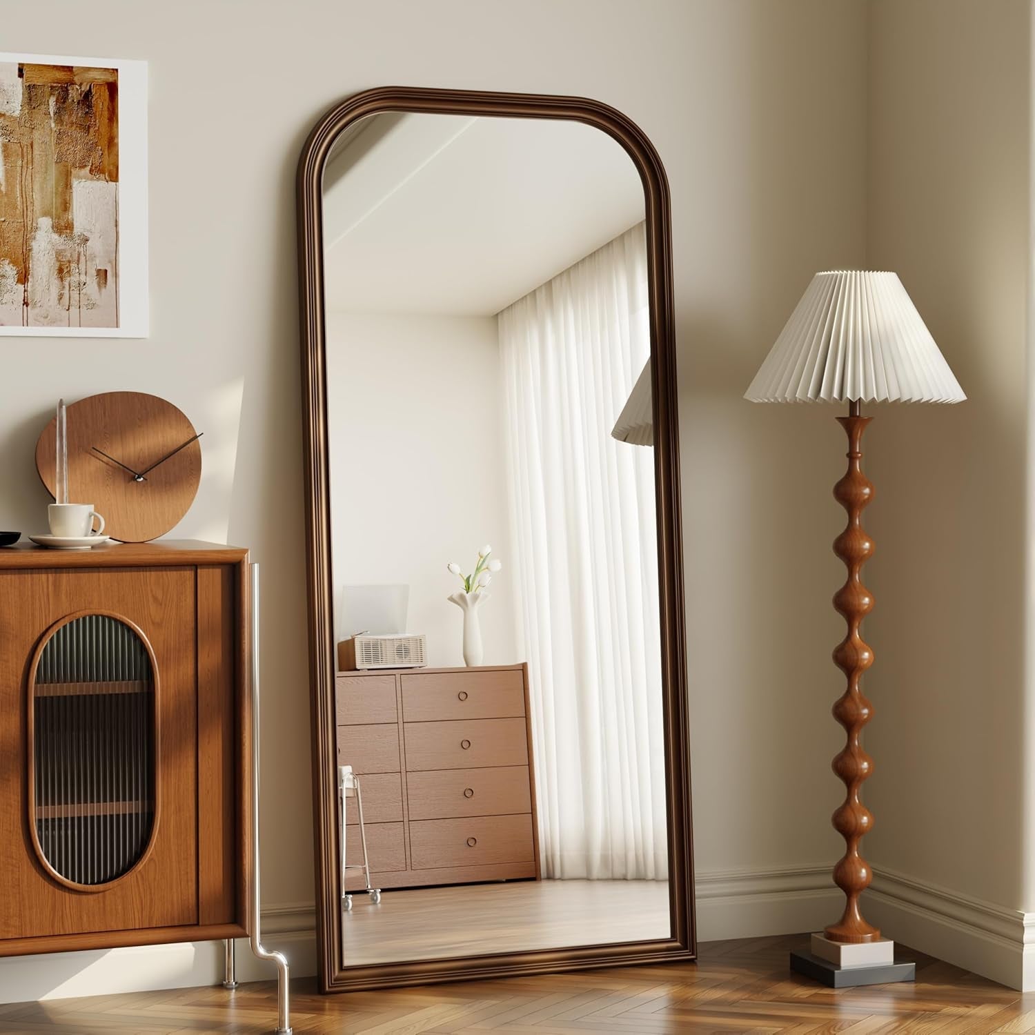Bronze Metallic 28x69 Inches Arched Full Length Mirror