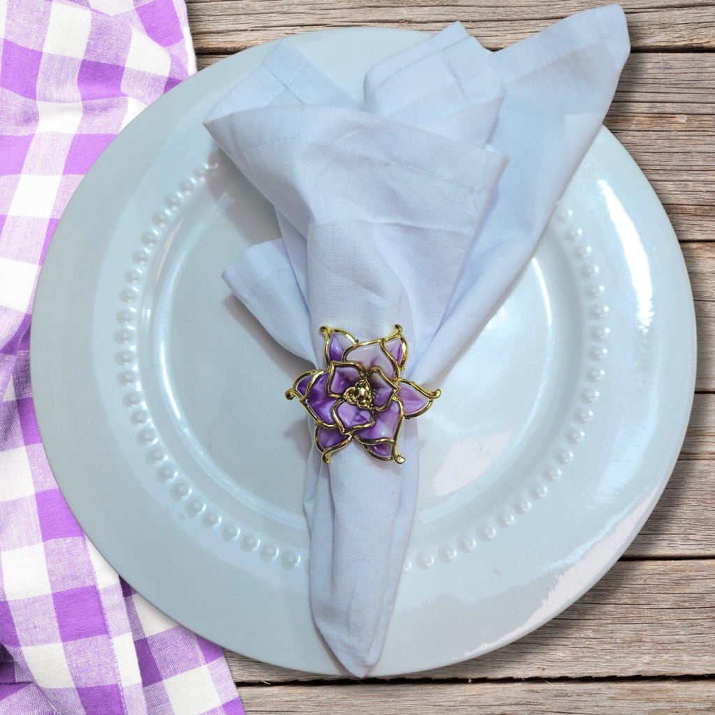 Charlo's Set of 4 Rose Party Delicate Flower Napkin Rings for Wedding, Thanksgiving, Christmas, Wedding, Banquet, Birthday-3