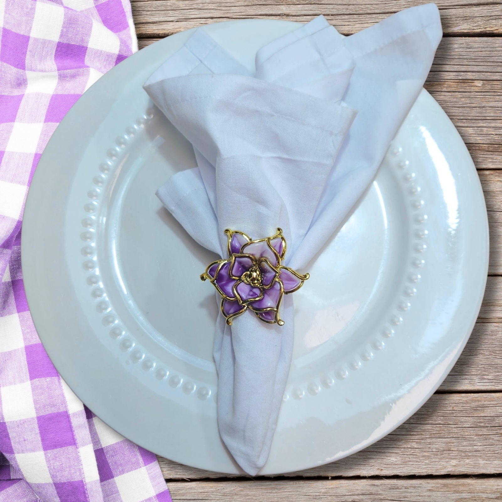 Charlo's Set of 4 Rose Party Delicate Flower Napkin Rings for Wedding, Thanksgiving, Christmas, Wedding, Banquet, Birthday-3