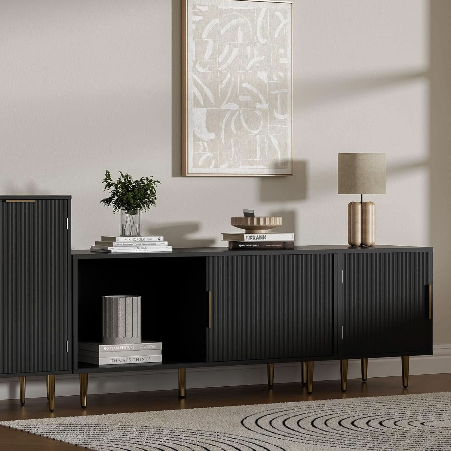 Black 65 Inch Television Stand Entertainment Center-4