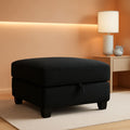 Premium Velvet Black Multifunctional Storage Ottoman-0